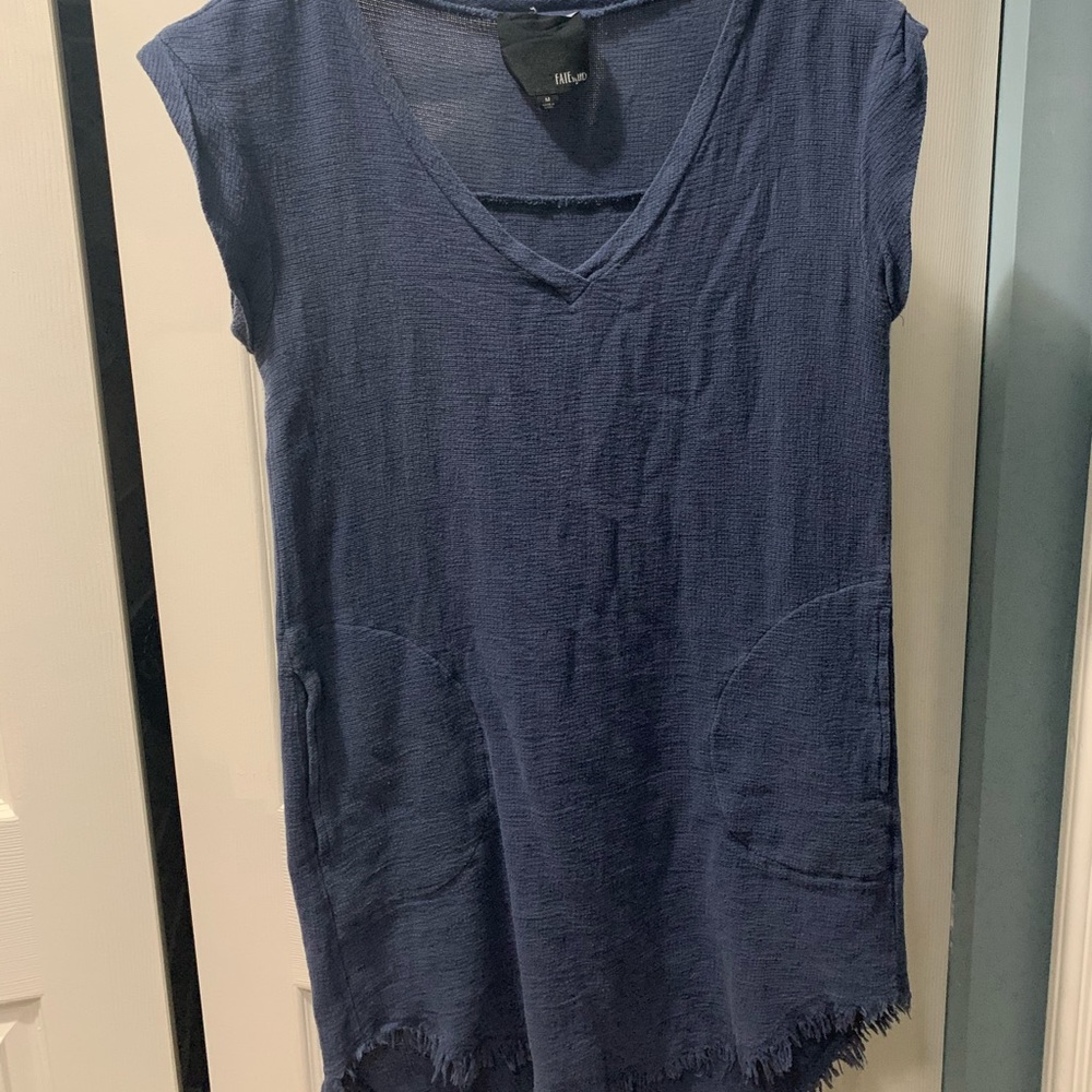 Blue casual knitted fringe dress